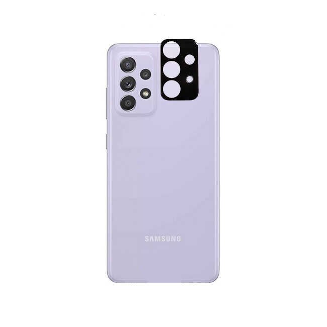 Samsung Galaxy A72 Kamera Lens Koruyucu Siyah Çerçeveli Korunaklı (3D K.C) Siyah
