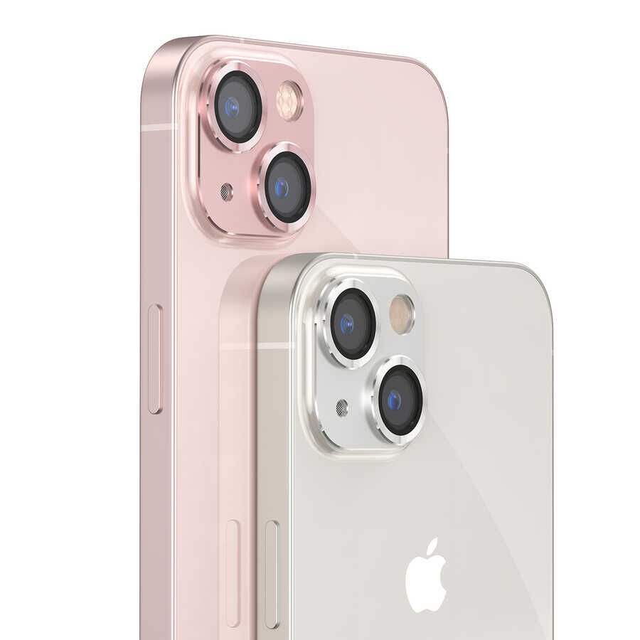 Apple iPhone 13 Kamera Lens Koruyucu Kolay Takma Aparatlı Metal Malzemeli (CL-03) Kırmızı