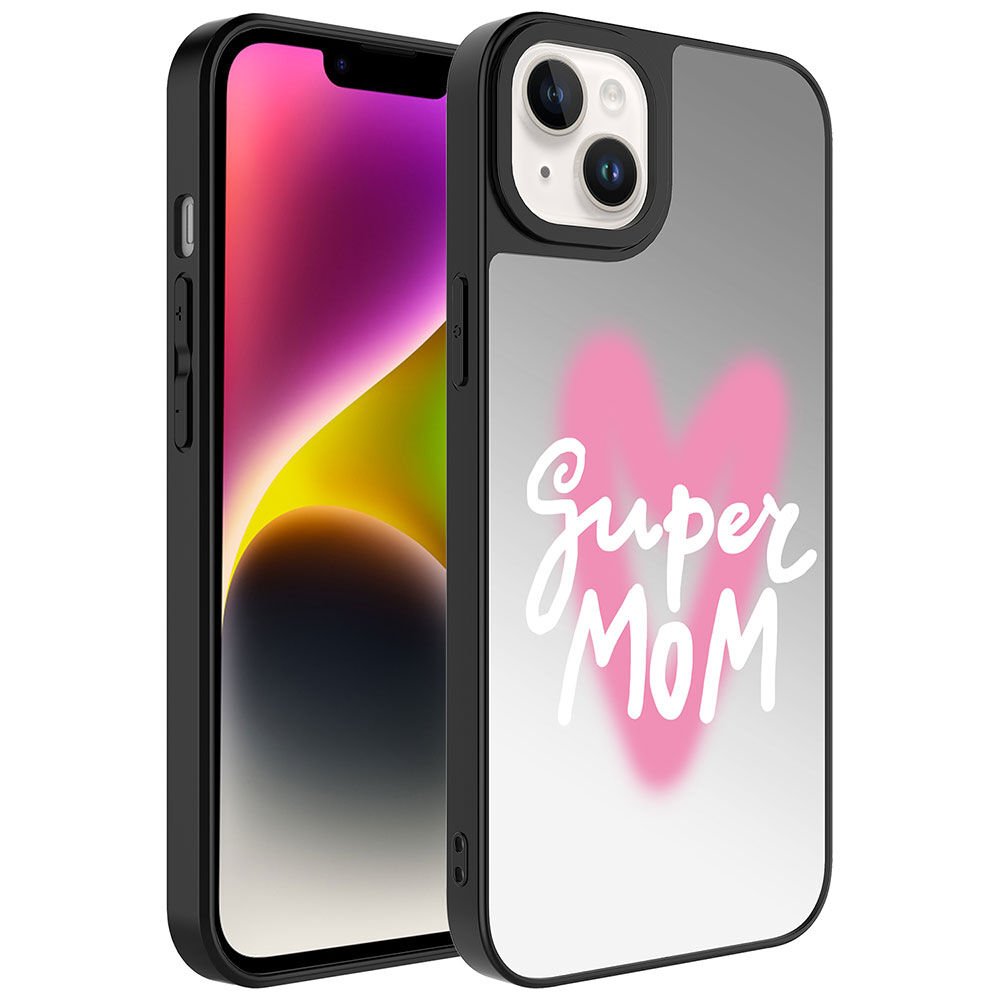 Apple iPhone 14 Plus Kılıf Aynalı Desenli Kamera Korumalı Parlak HEPTEKİLETİŞİM Mirror Kapak