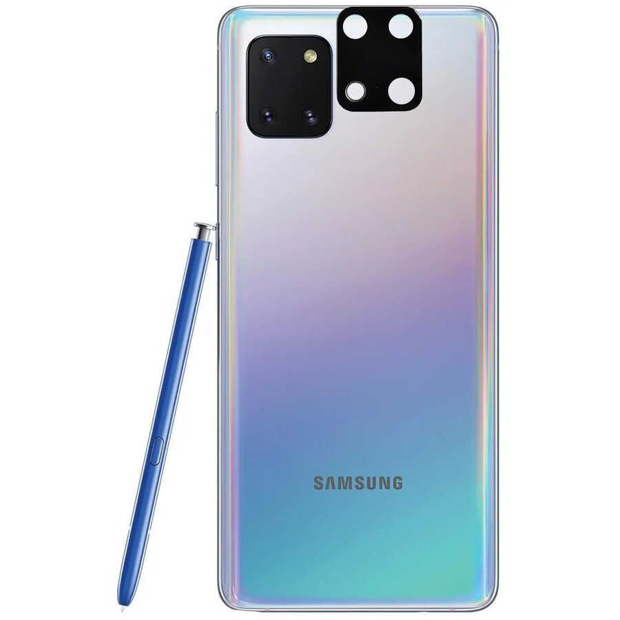 Samsung Galaxy A81 (Note 10 Lite) Kamera Lens Koruyucu Siyah Çerçeveli Korunaklı (3D K.C) Siyah