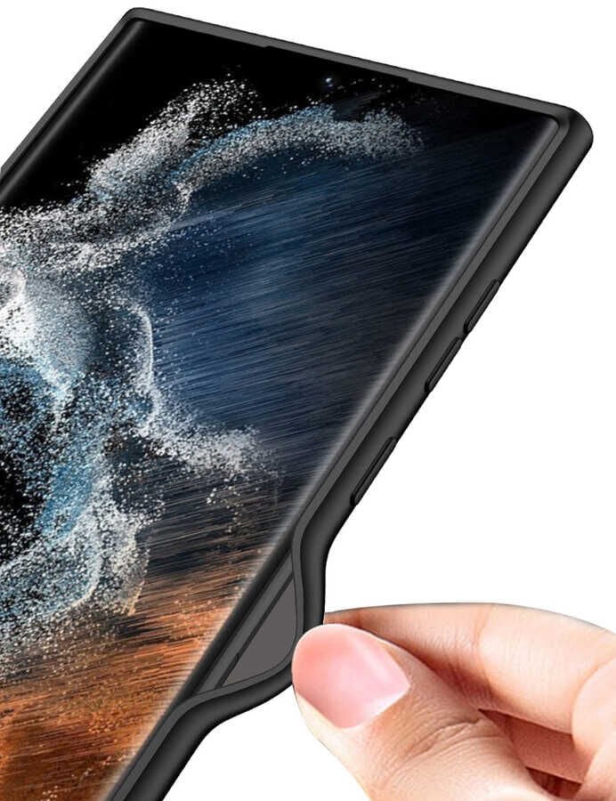 Samsung Galaxy S22 Ultra Kılıf Mat Görünümlü Ultra İnce Sert Kıpta Kapak Koyu Yeşil
