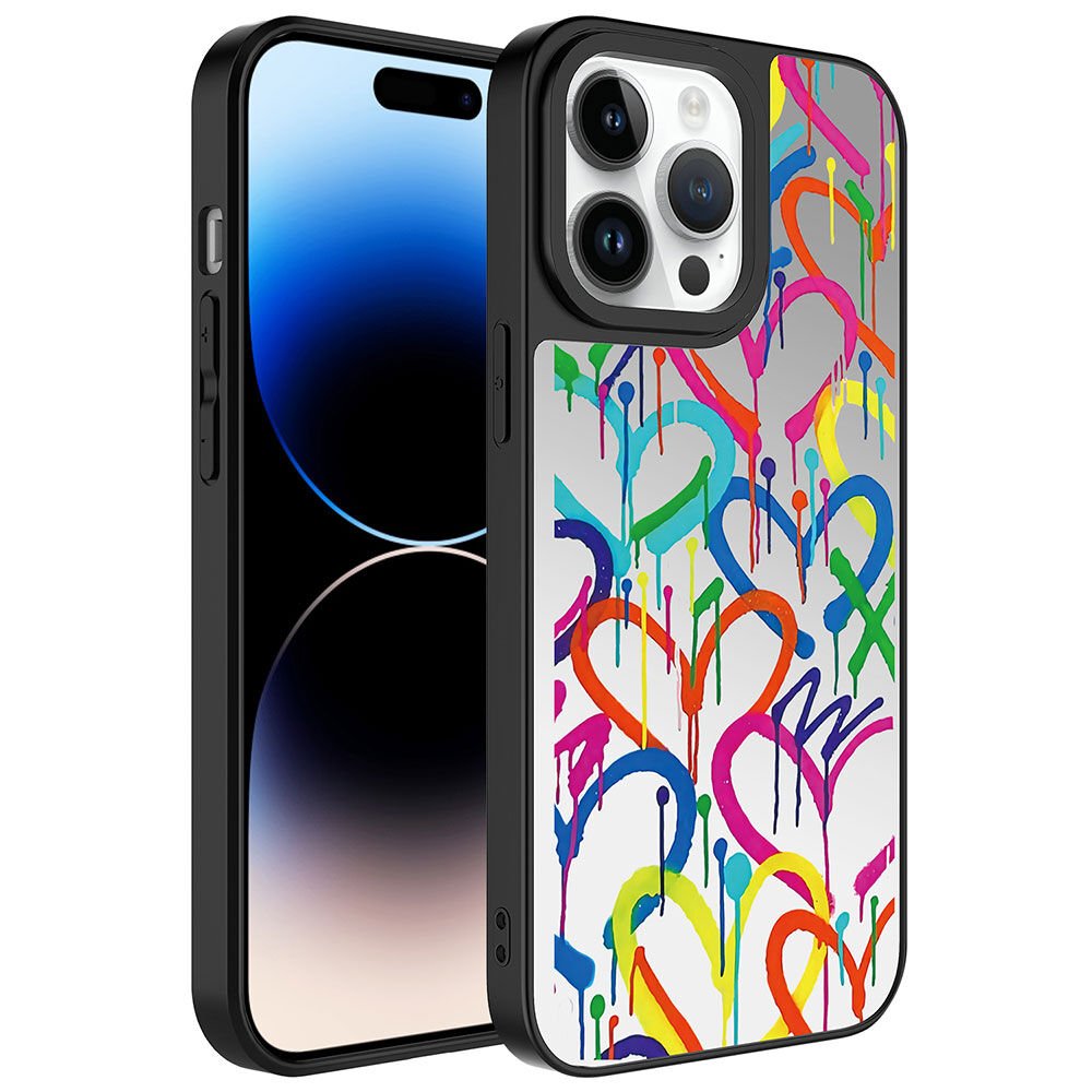Apple iPhone 14 Pro Max Kılıf Aynalı Desenli Kamera Korumalı Parlak HEPTEKİLETİŞİM Mirror Kapak