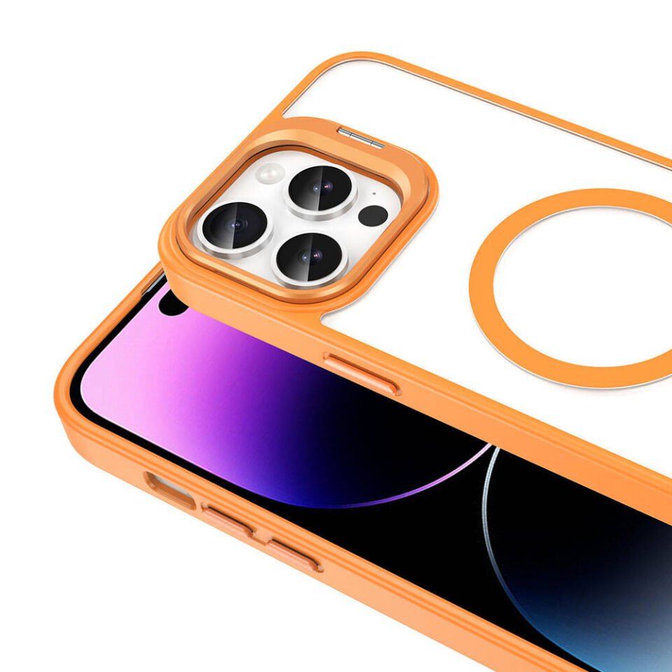 Apple iPhone 14 Pro Max Kılıf Magsafe Şarj Özellikli Standlı HEPTEKİLETİŞİM Magsafe Klon Lensli Kapak