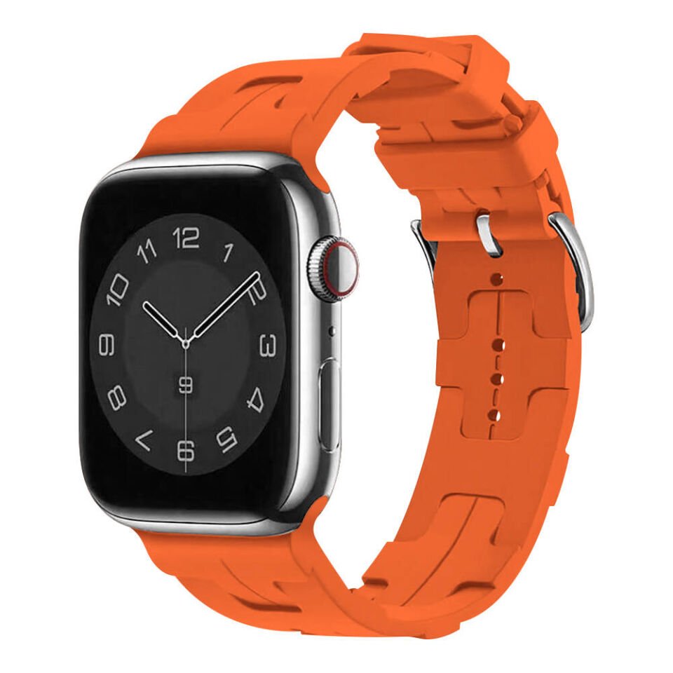 Apple Watch 2/3/4/5/6/7/8/se/nike 38mm 40mm 41mm Silikon Kordon Tasarım (KRD-92) Turuncu