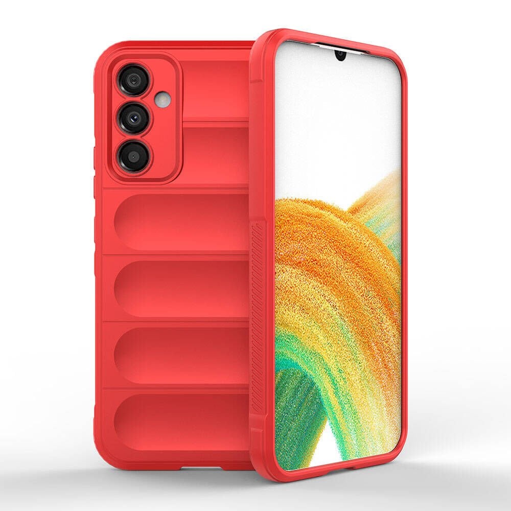 Samsung Galaxy A34 Kılıf Esnek TPU Oyuklu Arka Yüzey Tasarımlı Silikon Kapak (Etnik) Kırmızı