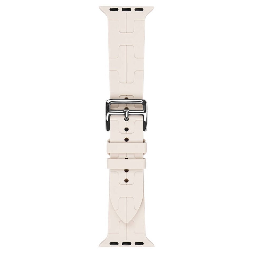 Apple Watch 2/3/4/5/6/7/8/se/nike 38mm 40mm 41mm Silikon Kordon Tasarım (KRD-92) Pembe Açık
