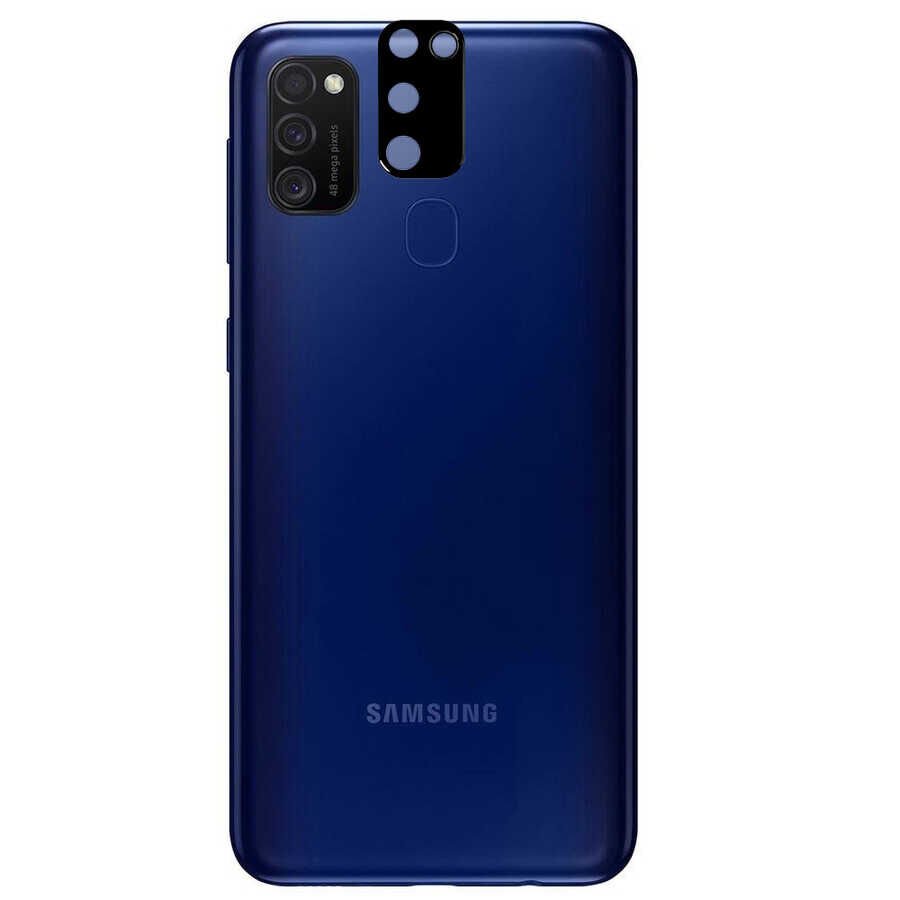 Samsung Galaxy M21 Kamera Lens Koruyucu Siyah Çerçeveli Korunaklı (3D K.C) Siyah