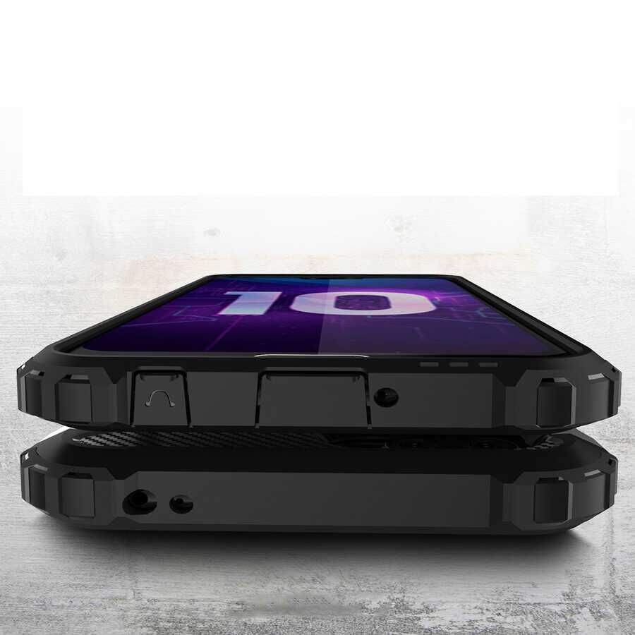 Huawei Honor 10 Kılıf Armor Köşe Korumalı Çift Katman Tank Zırh Kapak (CRASH) Siyah