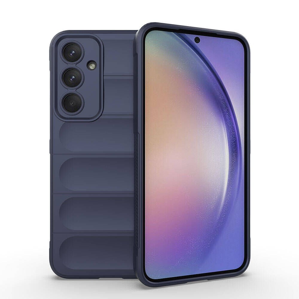 Samsung Galaxy A35 Kılıf Esnek TPU Oyuklu Arka Yüzey Tasarımlı Silikon Kapak (Etnik) Lacivert