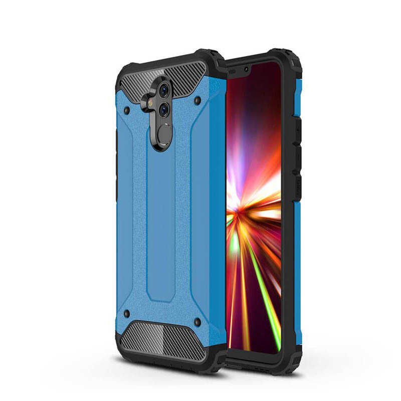 Huawei Mate 20 Lite Kılıf Armor Köşe Korumalı Çift Katman Tank Zırh Kapak (CRASH) Gri