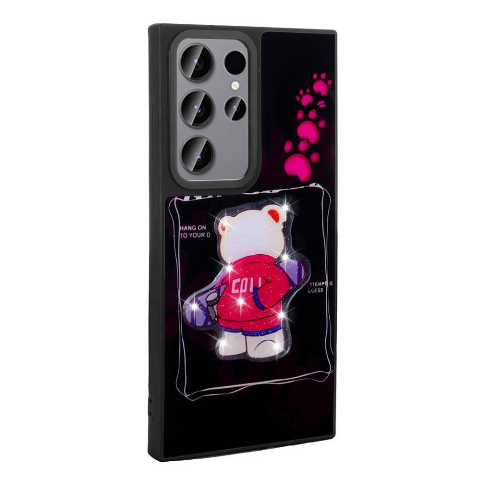 Samsung Galaxy S23 Ultra Kılıf Parlayan Kabartmalı İkonik Figürlü Silikon Kapak (Amas) Beyaz