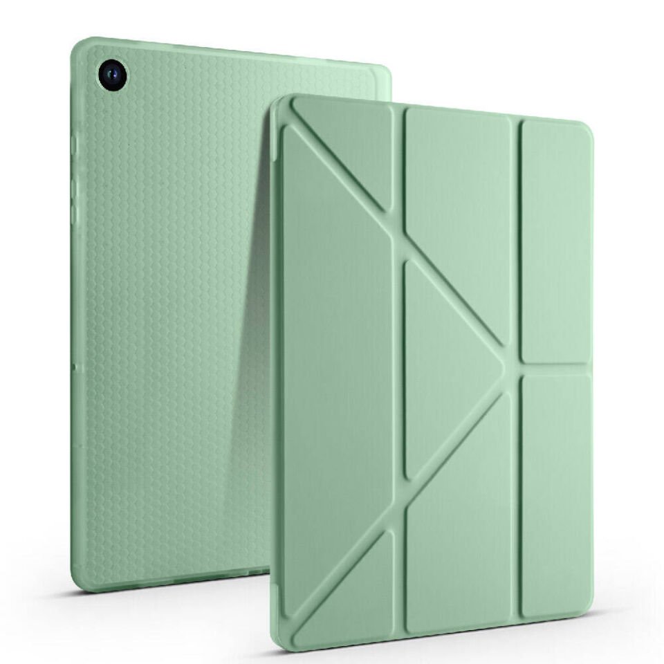 Samsung Galaxy Tab A9 Kılıf Kalem Bölmeli Standlı 360 Derece Tam Korumalı Tasarım (TR) Gri