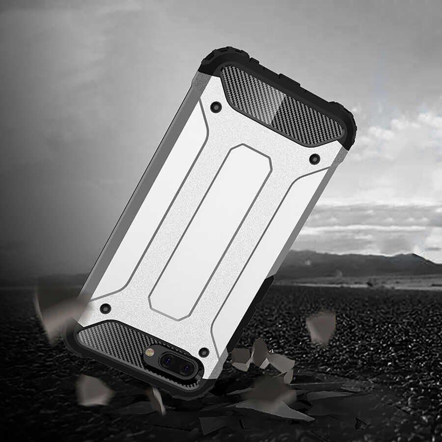 Huawei Honor 10 Kılıf Armor Köşe Korumalı Çift Katman Tank Zırh Kapak (CRASH) Gri