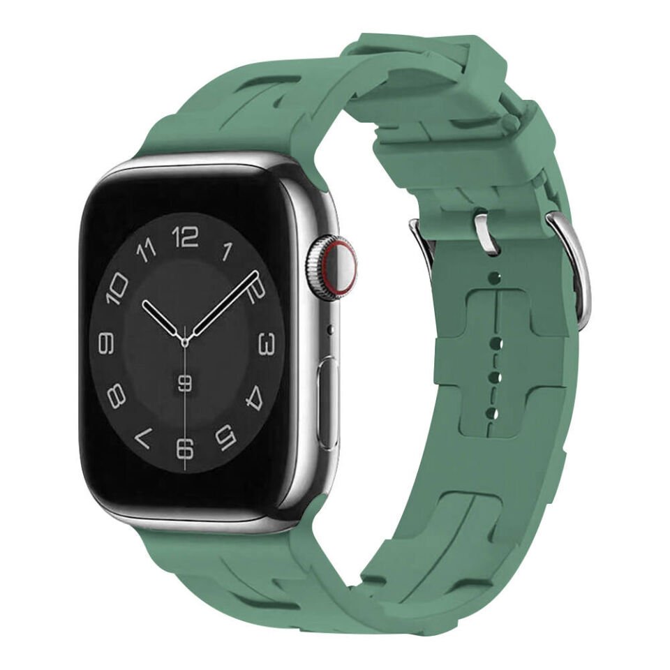 Apple Watch 2/3/4/5/6/7/8/se/nike 38mm 40mm 41mm Silikon Kordon Tasarım (KRD-92) Petrol Yeşil