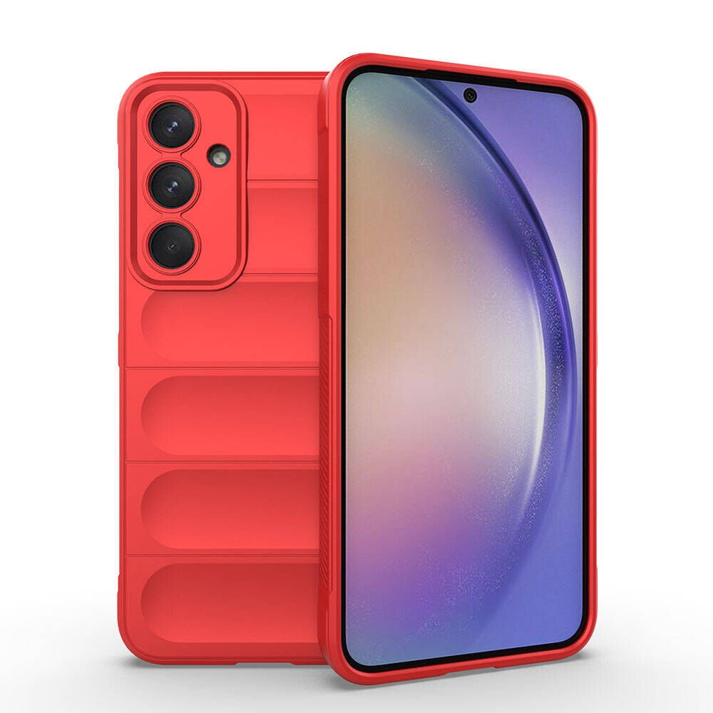 Samsung Galaxy A35 Kılıf Esnek TPU Oyuklu Arka Yüzey Tasarımlı Silikon Kapak (Etnik) Kırmızı