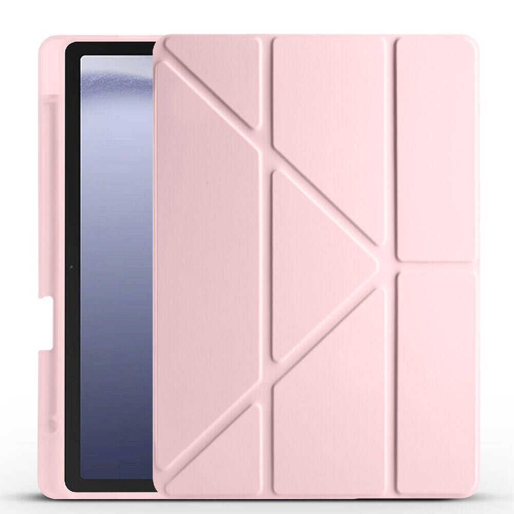 Samsung Galaxy Tab A9 Kılıf Kalem Bölmeli Standlı 360 Derece Tam Korumalı Tasarım (TR) Rose Gold
