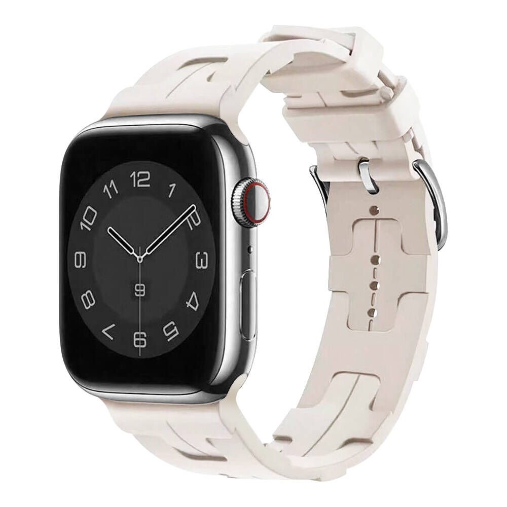 Apple Watch 2/3/4/5/6/7/8/se/nike 38mm 40mm 41mm Silikon Kordon Tasarım (KRD-92) Starlight