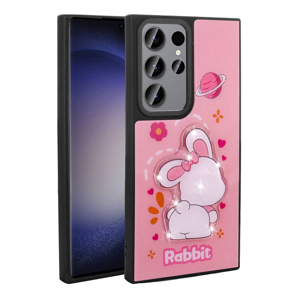 Samsung Galaxy S23 Ultra Kılıf Parlayan Kabartmalı İkonik Figürlü Silikon Kapak (Amas) Mor