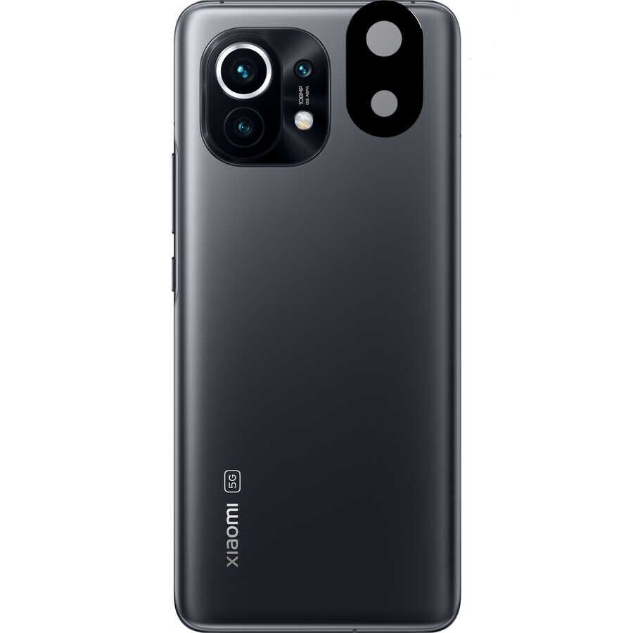 Xiaomi Mi 11 Kamera Lens Koruyucu Siyah Çerçeveli Korunaklı (3D K.C) Siyah