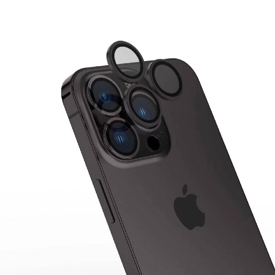 Apple iPhone 15 Pro Max Kamera Lens Koruyucu Kolay Takma Aparatlı Ultra Korumalı (CL-15) Siyah