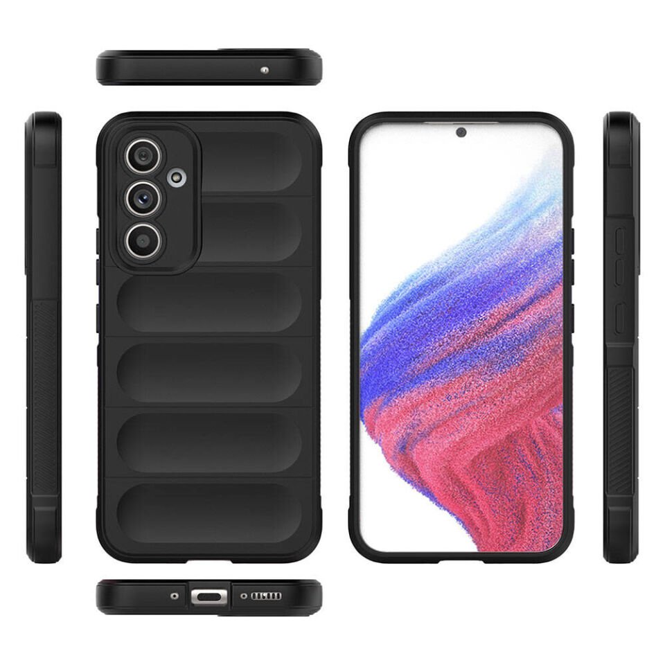 Samsung Galaxy A54 Kılıf Esnek TPU Oyuklu Arka Yüzey Tasarımlı Silikon Kapak (Etnik) Lacivert