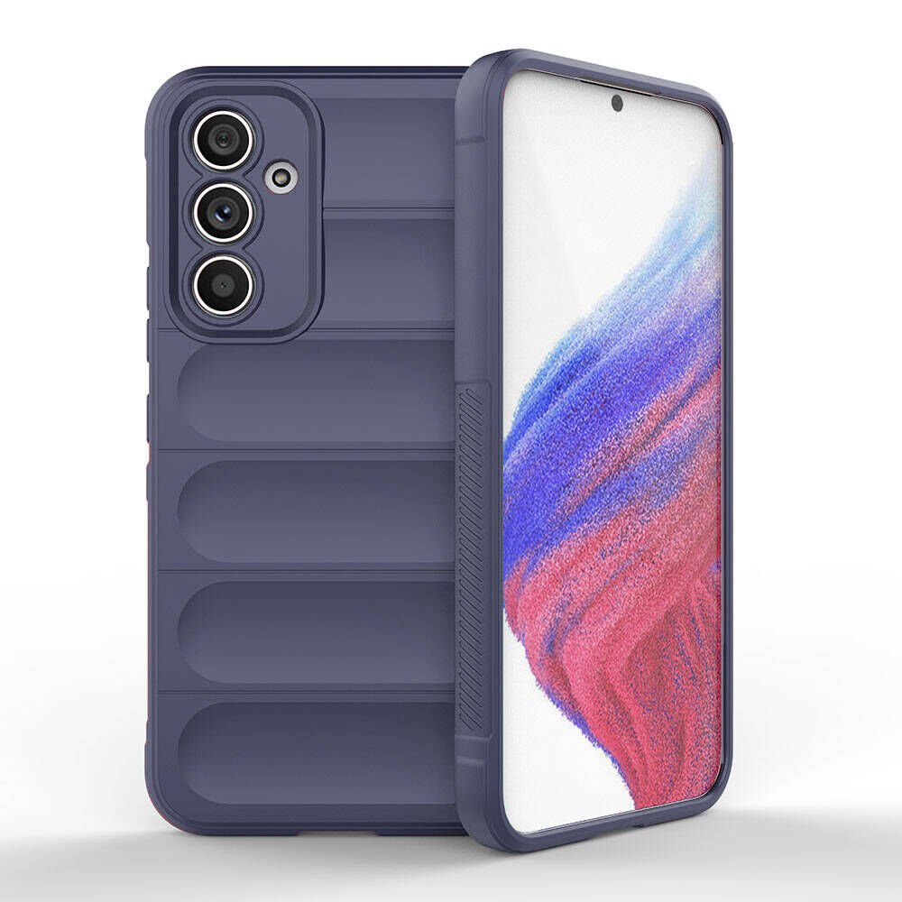 Samsung Galaxy A54 Kılıf Esnek TPU Oyuklu Arka Yüzey Tasarımlı Silikon Kapak (Etnik) Lacivert