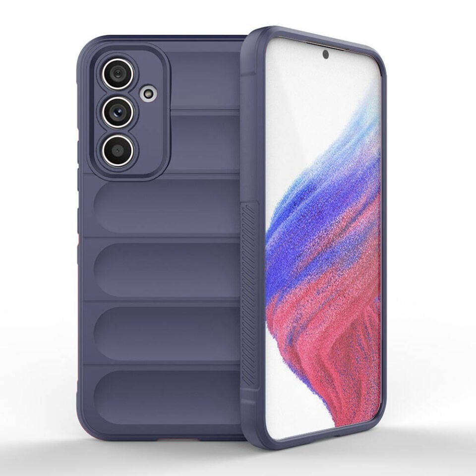 Samsung Galaxy A54 Kılıf Esnek TPU Oyuklu Arka Yüzey Tasarımlı Silikon Kapak (Etnik) Lacivert