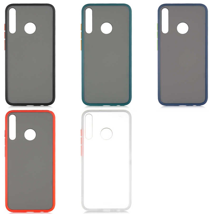 Huawei P40 Lite E Kılıf Mat Parmak İzi Yapmaz Renkli Tuşlu Sert Silikon Kapak (fri) Siyah