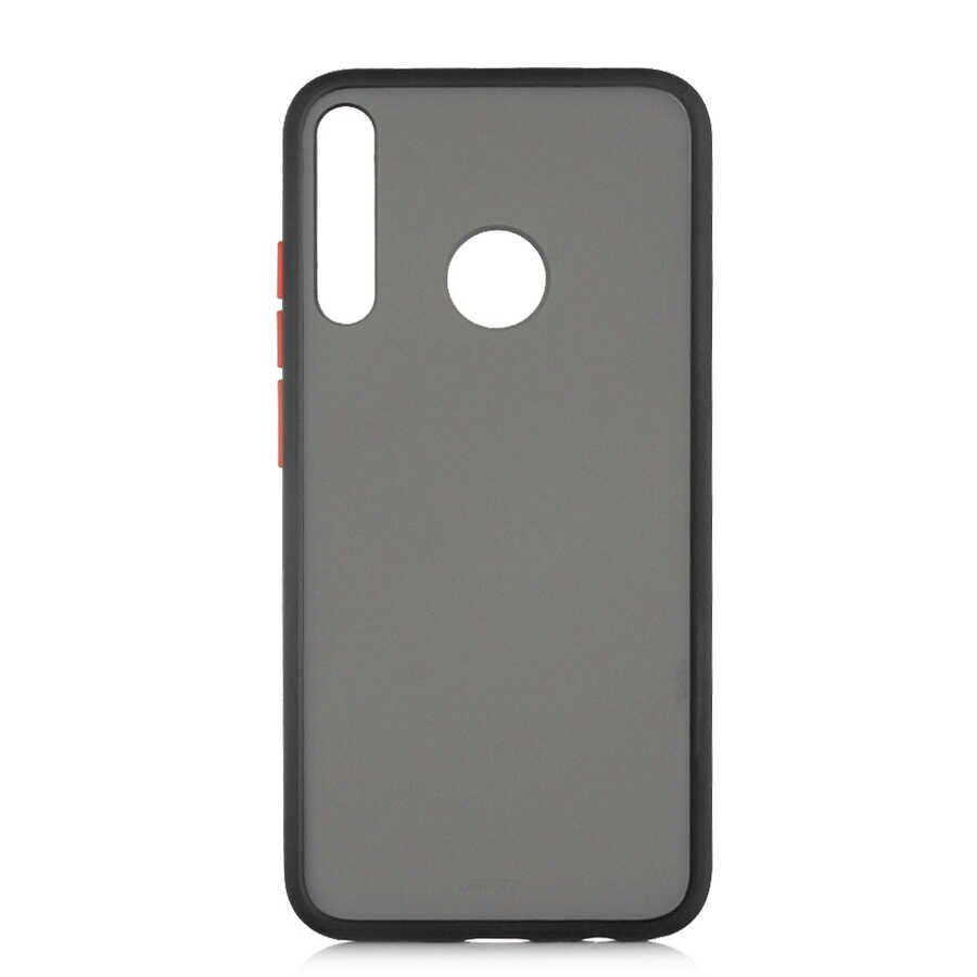 Huawei P40 Lite E Kılıf Mat Parmak İzi Yapmaz Renkli Tuşlu Sert Silikon Kapak (fri) Siyah