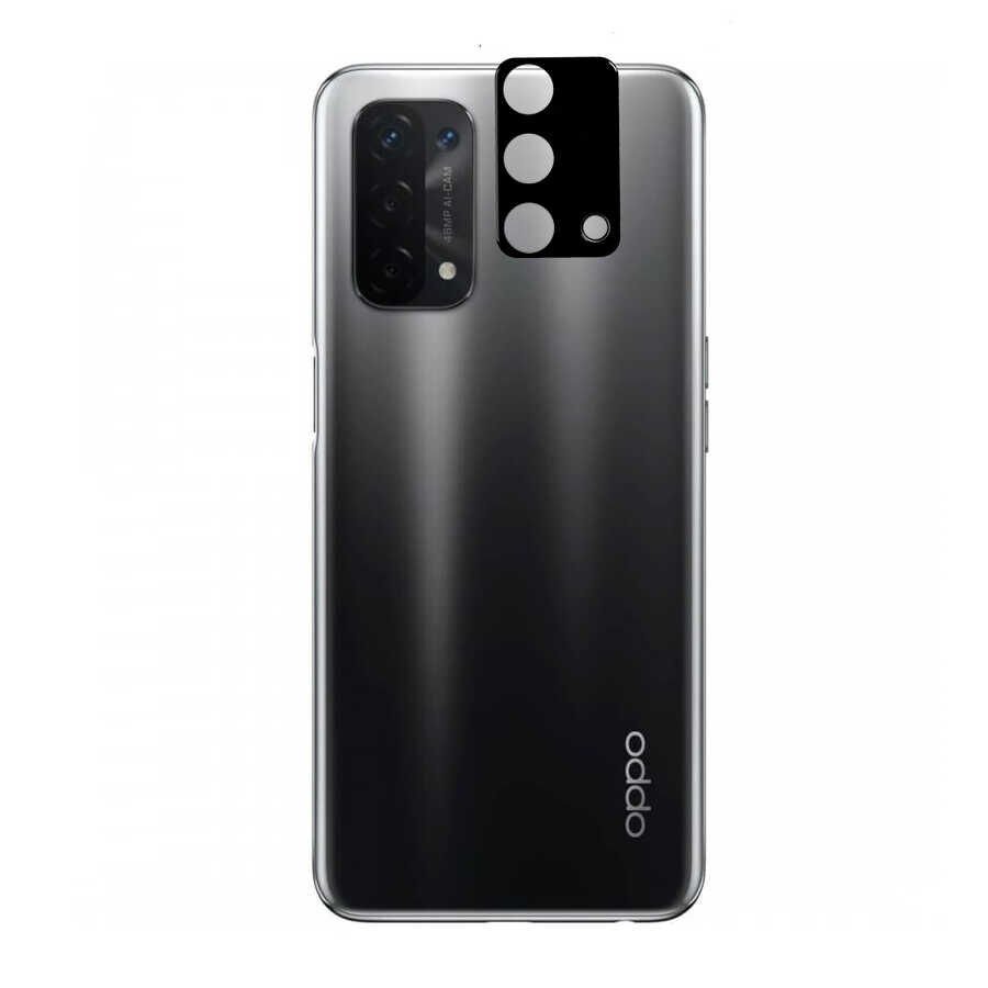 Oppo A74 4G Kamera Lens Koruyucu Siyah Çerçeveli Korunaklı (3D K.C) Siyah