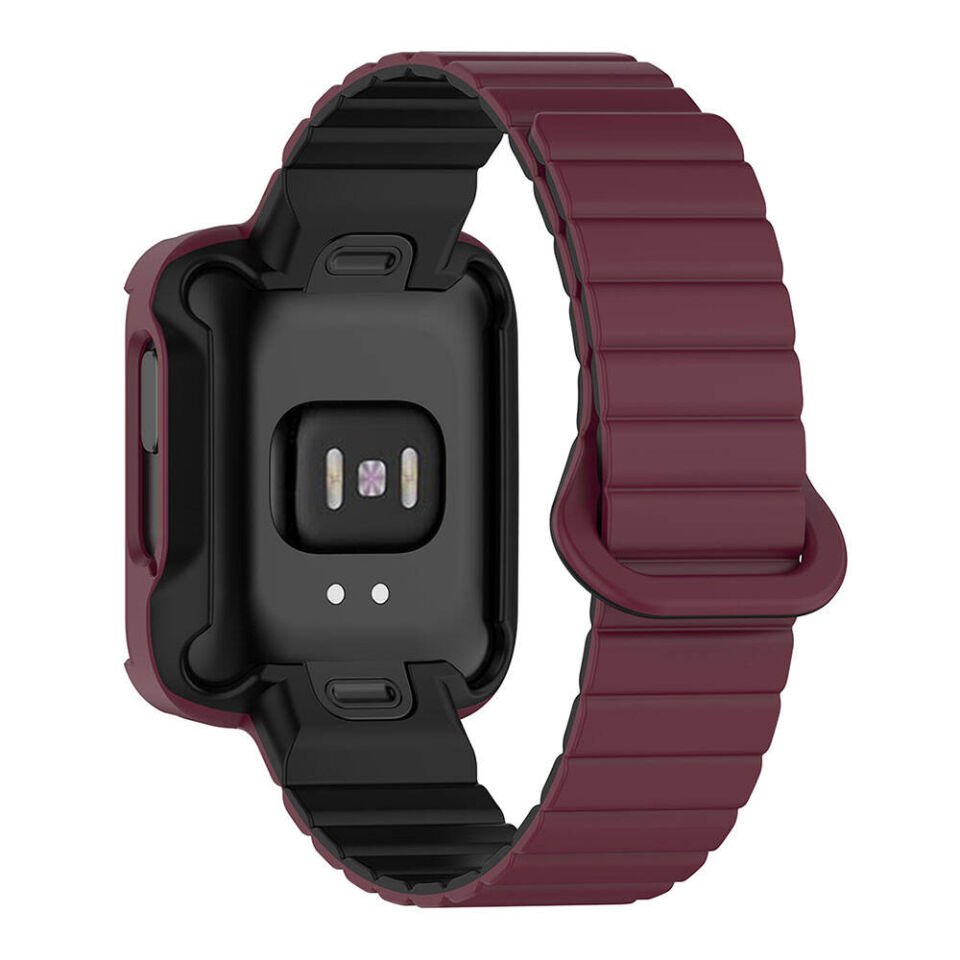 Xiaomi Redmi Watch 2 Silikon Kordon Strap Kayış Parçalı Çizgili Tasarım (KRD-105) Beyaz-Siyah