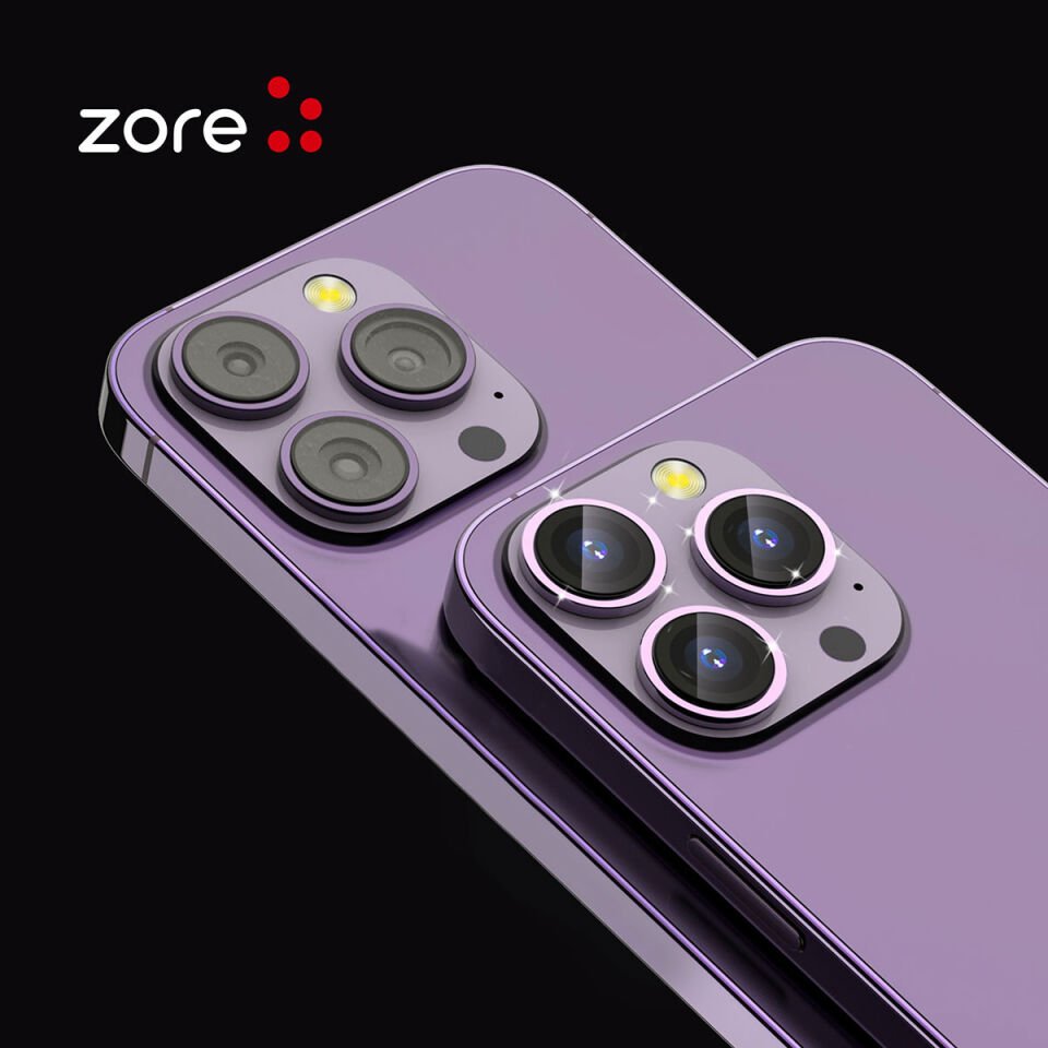 Apple iPhone 14 Pro Max Safir Kamera Lens Koruyucu (KOLAY TAKMA APARATLI) CL-12 Derin Mor