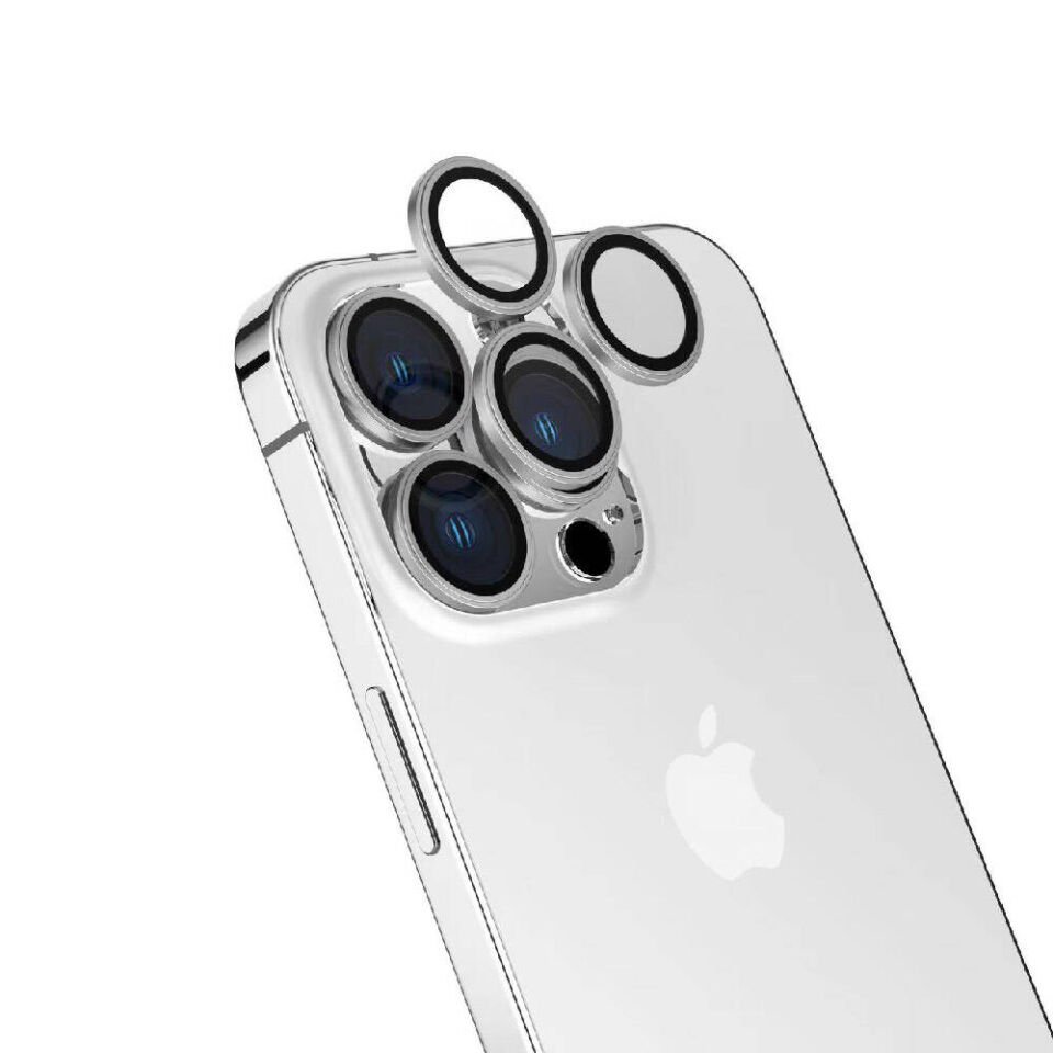 Apple iPhone 15 Pro Kamera Lens Koruyucu Kolay Takma Aparatlı Ultra Korumalı (CL-15) Titanyum