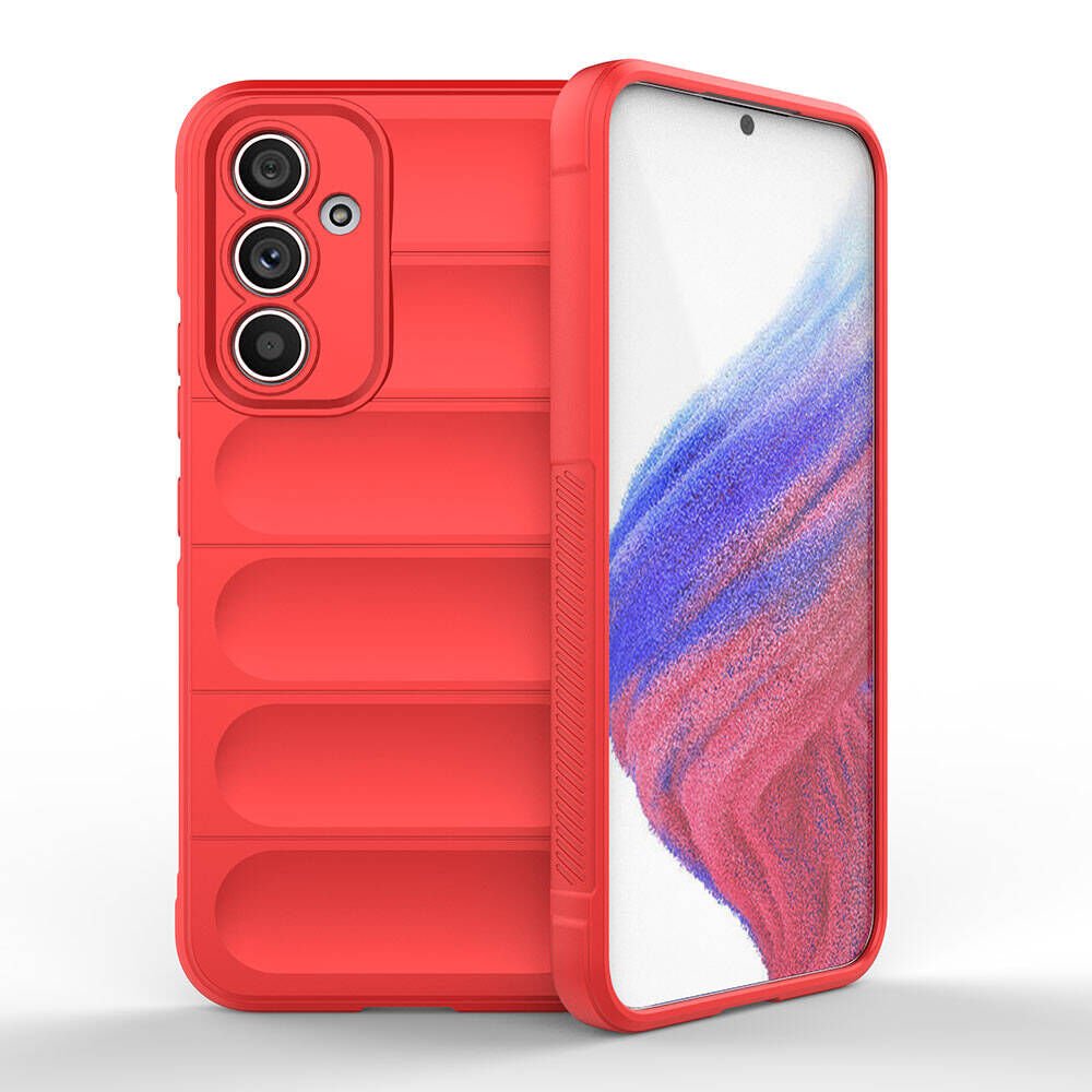 Samsung Galaxy A54 Kılıf Esnek TPU Oyuklu Arka Yüzey Tasarımlı Silikon Kapak (Etnik) Kırmızı