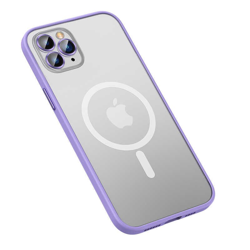 Apple  iPhone 13 Pro Max Kılıf Lens Koruyuculu Tacsafe Destekli Kenarları Renkli Mat  Kapak (MOKKA) Lila