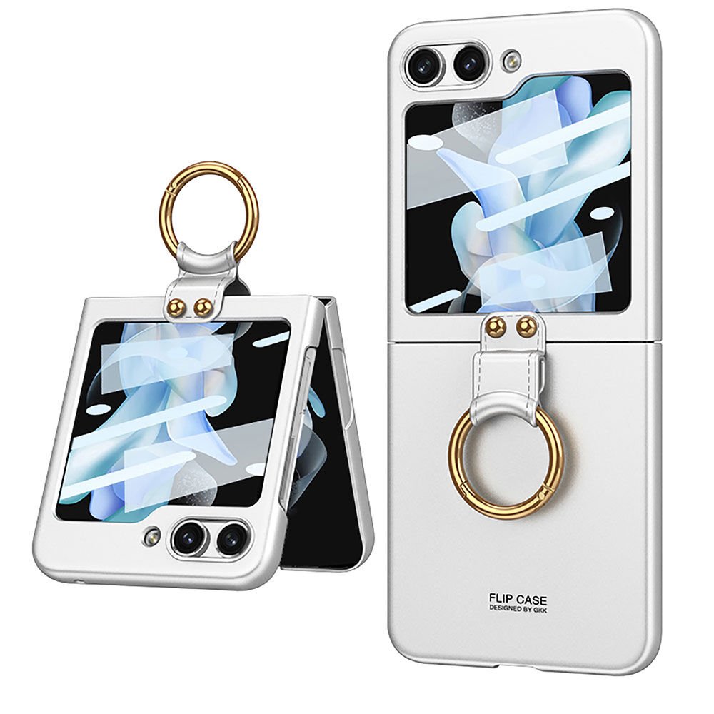 Samsung Galaxy Z Flip 5 Kılıf Mat Dokulu Ultra İnce Yapılı Kapak (Flip Rink) Gümüş