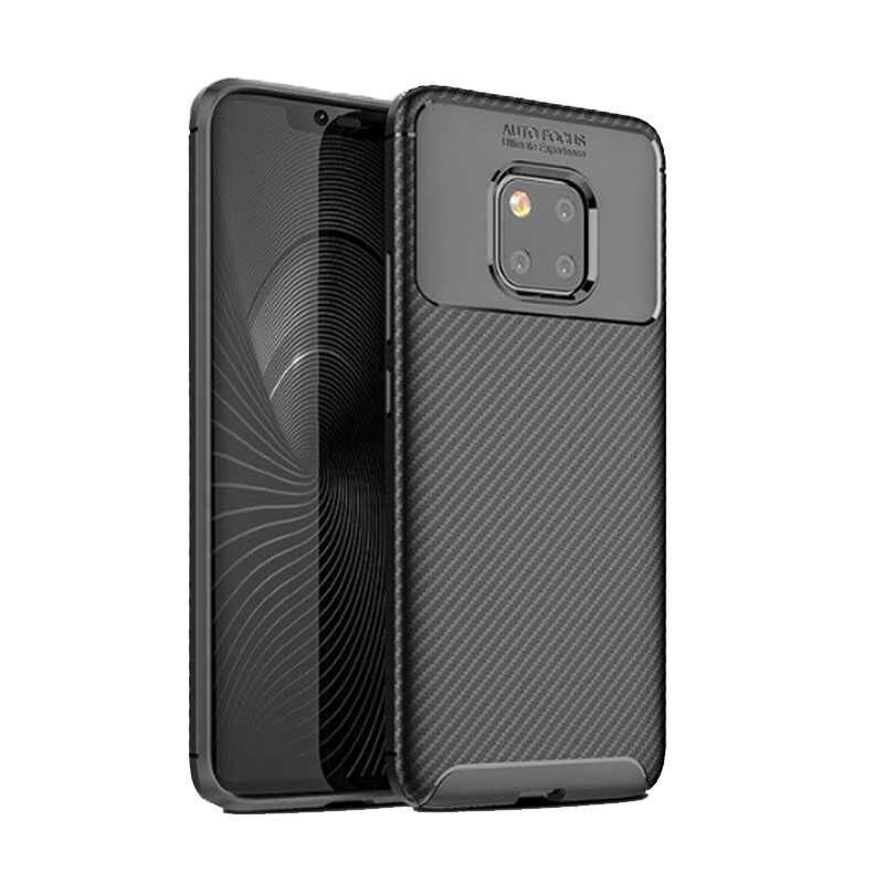 Huawei Mate 20 Pro Kılıf Kamera Çıkıntılı Karbon Fiber Dokulu Renk Atmaz Kapak (NEGRO) Lacivert