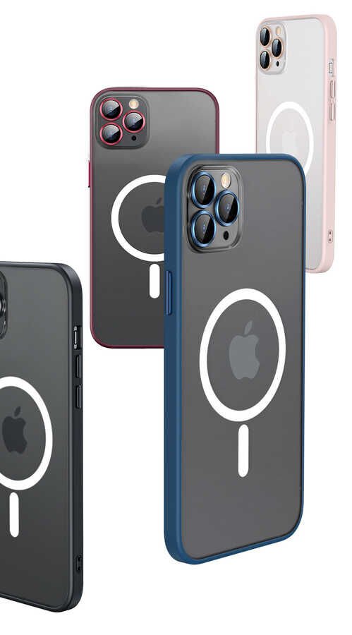 Apple  iPhone 13 Pro Max Kılıf Lens Koruyuculu Tacsafe Destekli Kenarları Renkli Mat  Kapak (MOKKA) Yeşil