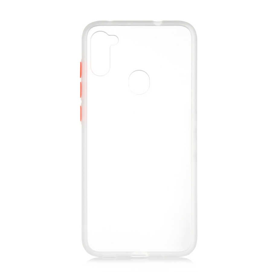 Samsung Galaxy A11 Kılıf Mat Parmak İzi Yapmaz Renkli Tuşlu Sert Silikon Kapak (fri) Renksiz