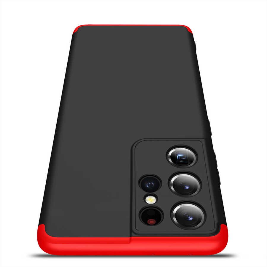 Samsung Galaxy S21 Ultra Kılıf 360 Tam Koruma Ön Ve Arka Sert Mika Kapak Orjinal Ays Gkk Kapak Siyah