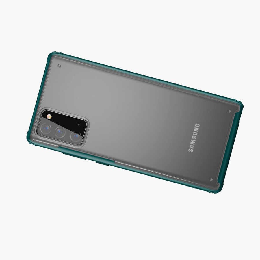 Samsung Galaxy Note 20 Kılıf Köşe Korumalı Arkası Mat Buzlu Sert Kapak (VOLKS) Kırmızı