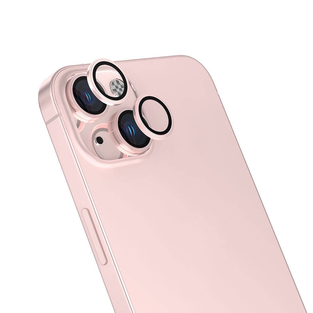 Apple iPhone 15 Kamera Lens Koruyucu Kolay Takma Aparatlı Ultra Korumalı (CL-15) Pembe
