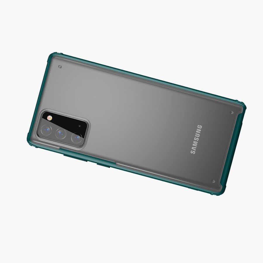 Samsung Galaxy Note 20 Kılıf Köşe Korumalı Arkası Mat Buzlu Sert Kapak (VOLKS) Lacivert