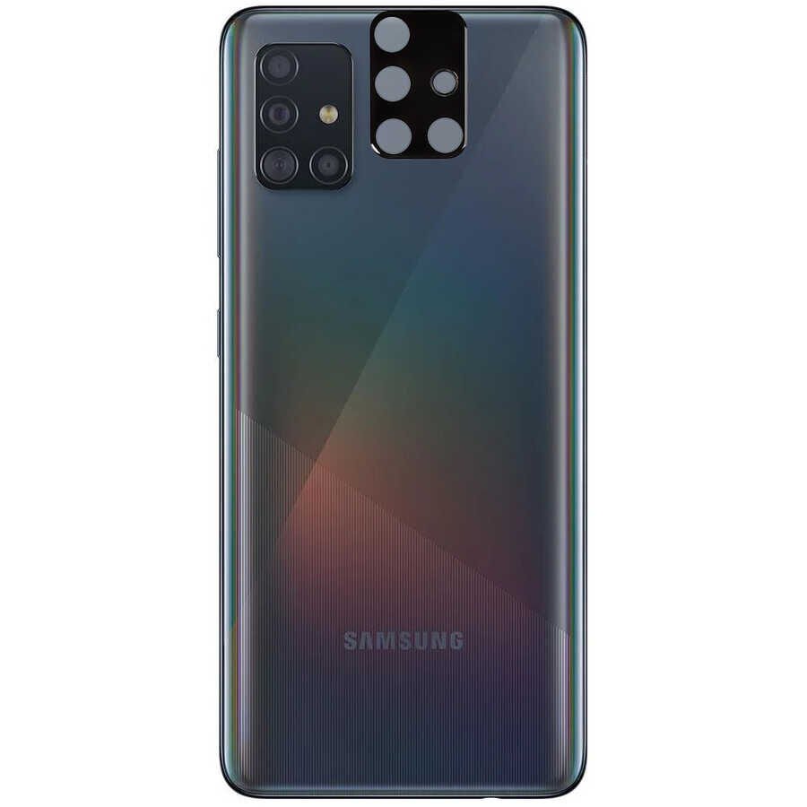 Samsung Galaxy A51 Kamera Lens Koruyucu Siyah Çerçeveli Korunaklı (3D K.C) Siyah
