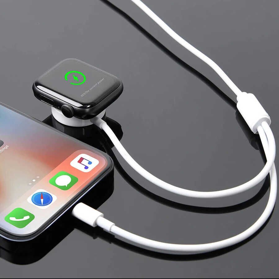 Akıllı Saat Lightning-Wireless USB Şarj Kablosu 1.2m Beyaz