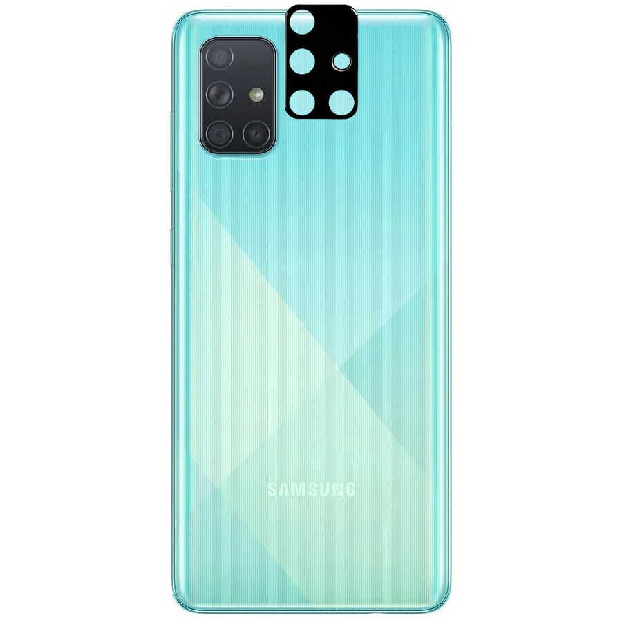 Samsung Galaxy A71 Kamera Lens Koruyucu Siyah Çerçeveli Korunaklı (3D K.C) Siyah