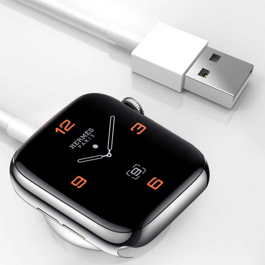 Akıllı Saat Wireless USB Şarj Kablosu 1m Beyaz