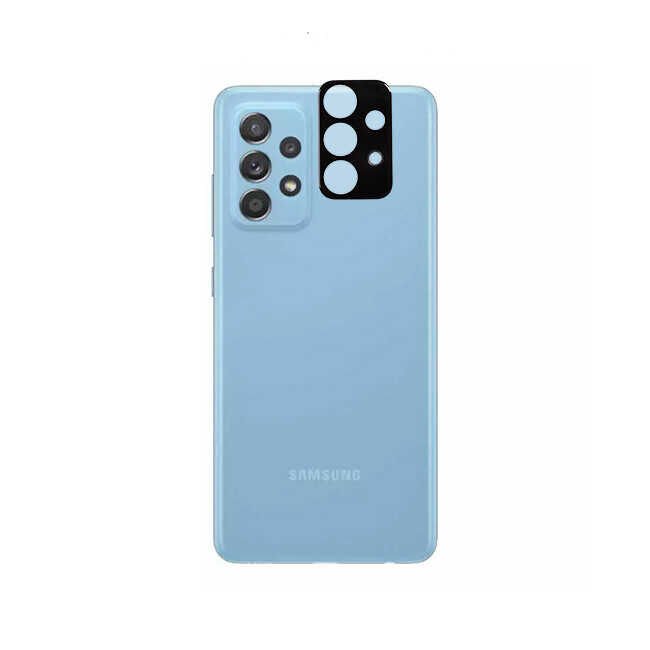 Samsung Galaxy A52 Kamera Lens Koruyucu Siyah Çerçeveli Korunaklı (3D K.C) Siyah