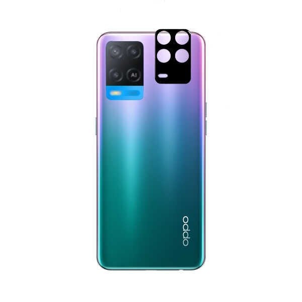 Oppo A54 4G Kamera Lens Koruyucu Siyah Çerçeveli Korunaklı (3D K.C) Siyah