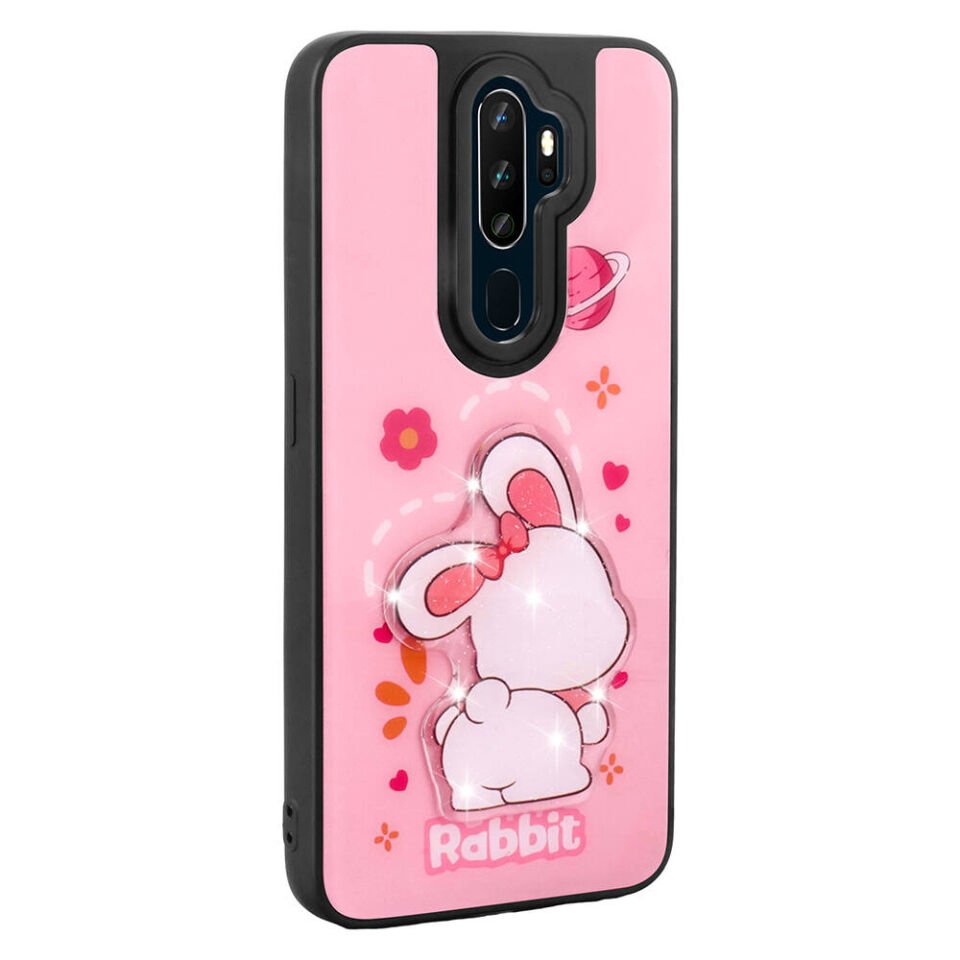 Oppo A9 2020 Kılıf Parlayan Kabartmalı İkonik Figürlü Silikon Kapak (Amas) Siyah